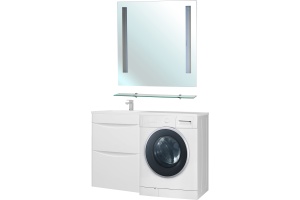 Тумба для комплекта Bellezza Олиссия 120 L, белая, под стиральную машину, 2 ящика - 2