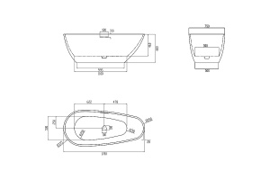 Ванна из искусственного камня Abber Dortmund 170х75 черная без гидромассажа - 3