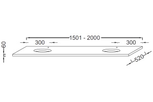 EB58-1800-E10 столешница PARALLEL 1800 мм с отверстием  для умывальника E4439 и отверстием для смесителя /1800х520х60/ (квебекский дуб) - 2