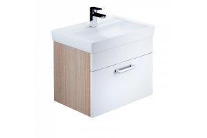 Тумба с раковиной IDDIS Mirro 60 подвесная белая/под дерево (MIR60W0i95K)