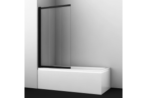 Шторка на ванну Wasserkraft Main 100х140 профиль черный стекло прозрачное