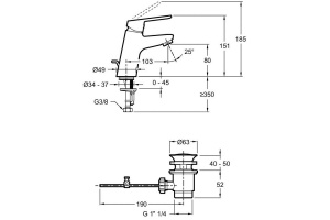 Смеситель Jacob Delafon Aime для раковины E29869-BL - 2
