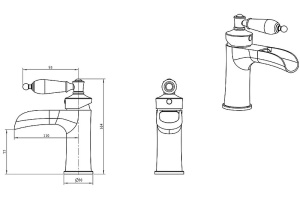 Смеситель для раковины Boheme Vogue золото с прозрачным кристаллом Swarovski - 2