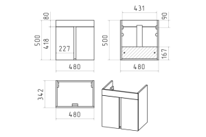 Тумба под раковину Misty Торос 50 серая глянцевая - 3