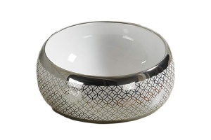 Раковина накладная CeramaLux NC 41 см белый/серебро (5004SP)