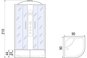 Душевая кабина с поддоном River Dunay XL 90/44 TH (10000006196) - 3