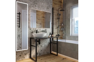 Консоль DIWO Элиста 100 чёрный мрамор, с раковиной Moduo 55 Leaf - 3