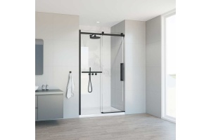 Душевая дверь в нишу Vincea Como Soft 120х195 профиль черный стекло прозрачное 