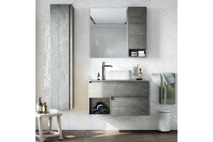 Мебель для ванной STWORKI Карлстад 90 дуб рошелье, монте тиберио, с отверстием для смесителя в столешнице