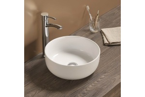 Раковина керамическая накладная AM-102, цвет белый, 358x358x137