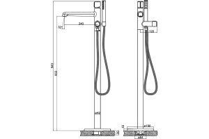 Смеситель для ванны с душем BelBagno Uno золото (UNO-FMT-ORO) - 2
