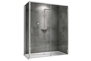 Душевой уголок Abber Komfort 130х100 профиль хром стекло прозрачное