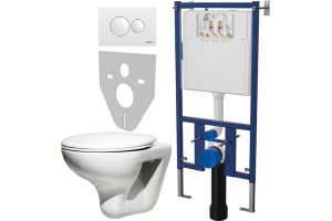 Комплект Унитаз подвесной Roca Mateo 346200000 с микролифтом + Система инсталляции для унитазов DIWO 4501 + Кнопка смыва DIWO 7310 белая