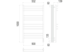 Электрический полотенцесушитель Terminus Прато П12 500х1000 Хром - 3