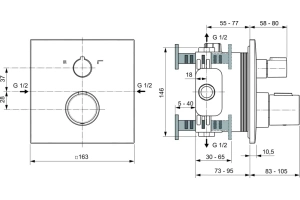 Смеситель для ванны с душем термостатический Ideal Standard Ceratherm черный матовый - 3