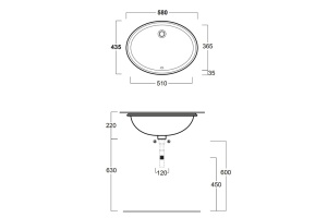 SIMAS Lavabi d'arredo Раковина под столешницу 58*43.5см NEVADA (с набором креплений и лекалом), цвет белый - 2