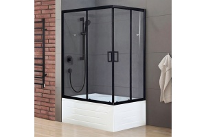 Душевой угол Royal Bath BP 120x80 L профиль черный стекло прозрачное