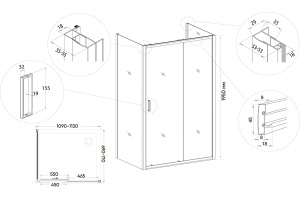 Душевой уголок Veconi Rovigo RV-046B 110x70, черный - 3