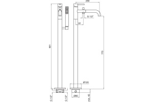 Смеситель Webert Elio EL851101015 напольный, хром - 2