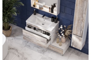 Комплект мебели Aquaton Капри 80 белый-светлое дерево - 3