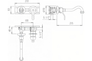 Смеситель для раковины Cezares Elite золото, ручки металл (ELITE-BLS1-03/24-M) - 2