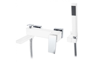 Смеситель для ванны с лейкой и шлангом Boheme Q белый хром
