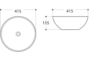 Раковина керамическая накладная AM-104-MB, цвет чёрный матовый, 415х415х155 - 2
