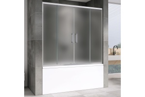 Шторка на ванну Abber Schwarzer Diamant 150х140 профиль хром стекло матовое