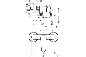 Смеситель Hansgrohe Logis E 71602000 для душа - 2