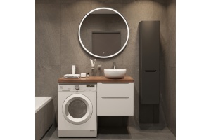 Тумба с раковиной STWORKI Берген 60 белая с темной столешницей 122, Moon 1, L - 2