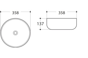 Раковина керамическая накладная AM-102-MB, цвет чёрный матовый, 358x358x137 - 2