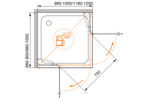 Душевой уголок Cezares Verona 100х90 хром стекло прозрачное - 2