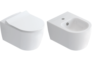 Комплект  Унитаз подвесной STWORKI Ноттвиль SETK3104-2616 безободковый, с микролифтом + Биде подвесное STWORKI Ноттвиль K3106-2605