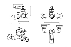 Смеситель для ванны Boheme Vogue бронза - 2