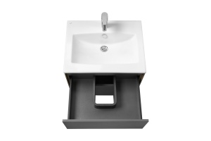 Тумба под раковину Aquaton Сохо 60 серый-светлое дерево - 3