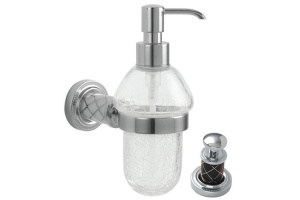 Дозатор для жидкого мыла настенный Boheme Royal Cristal хром с коричневым