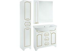 Тумба с раковиной Bellezza Тиффани 75 белая, патина золото - 2