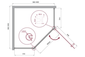 Душевой уголок BelBagno Uno 100х100 черный, матовый (UNO-195-P-1-100-C-NERO) - 2