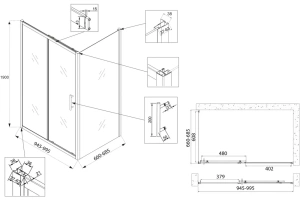 Душевой уголок Veconi Rovigo RV-072 100x70 профиль хром (RV072-10070-01-C4) - 3