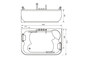 Акриловая ванна Gemy 180х116 белая правая с гидромассажем - 3