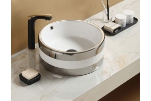 Раковина накладная CeramaLux NC 42 см белый/серебро (C1056) 