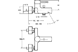 Смеситель Jacob Delafon Cuff E45532-CP для ванны с душем - 2