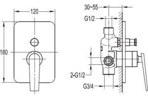 Смеситель Cezares Baden F VDIM 01 С ВНУТРЕННЕЙ ЧАСТЬЮ - 2