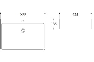 Раковина керамическая накладная AM-78188, цвет белый, 600х425х135 - 2