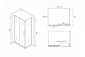 Душевой уголок Abber Schwarzer Diamant 170х70 черный (AG30170BH-S70B) - 3