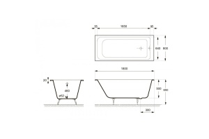 Ванна чугунная Delice Camelot 180х80 с отверстиями под ручки и антискользящим покрытием - 2