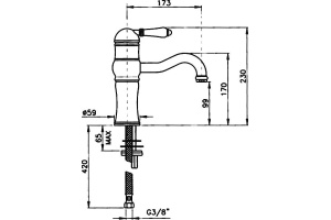 Смеситель для раковины Nicolazzi Classico золото (3471GB76A) - 3