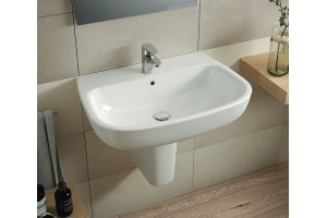 T279801 ESEDRA Умывальник 60 см с 1-м отверстием под смеситель, с отверстием перелива, без крепежа, для монтажа с колонной, полуколонной или дизайн-с