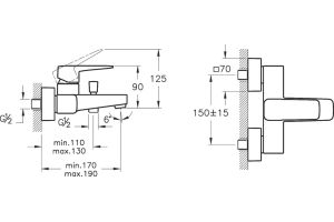 Смеситель для ванны с душем VitrA Root Square хром - 2