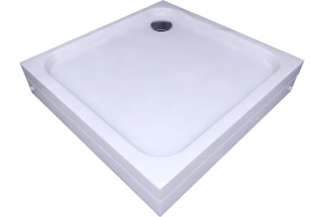 Душевой поддон (с ножками) из литого мрамора 90*90 квадратный, гладкое дно